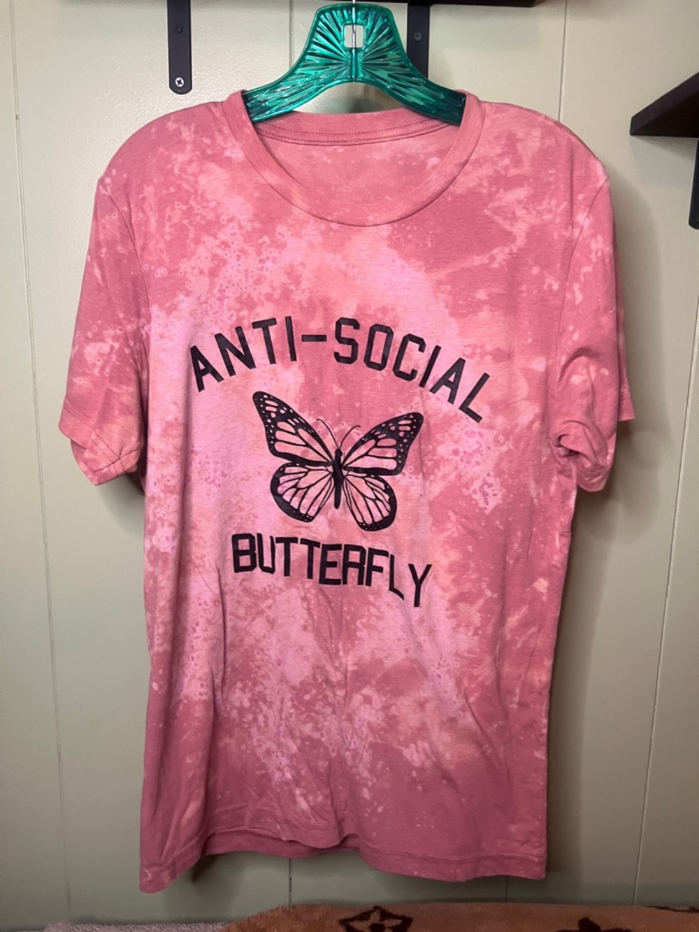 Anti-Social Butterfly Pink Tie-Dye Tee